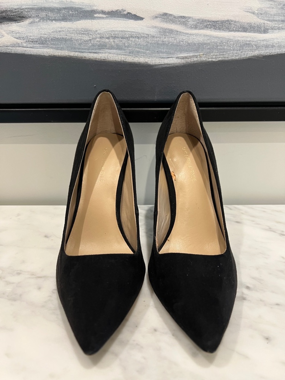 Saks Fifth Avenue Black Pointed-Toe Suede Pumps